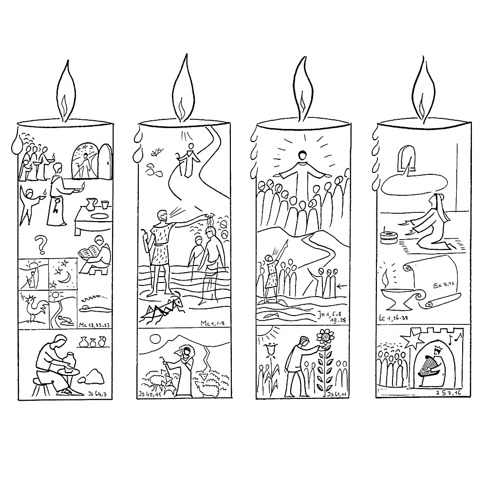 bekijk Vier Advent kaarsen kleurplaat
