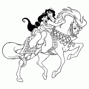 Aladdin en Jasmine te paard