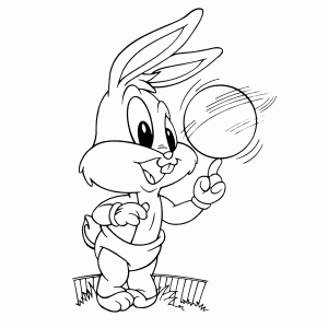 Baby Bugs Bunny speelt met een bal