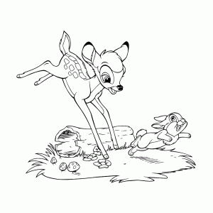 Stampertje en Bambi rennen door het bos