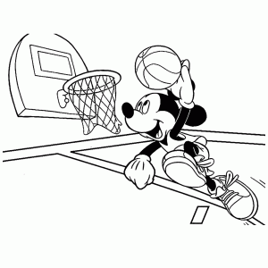 Mickey springt richting de basket