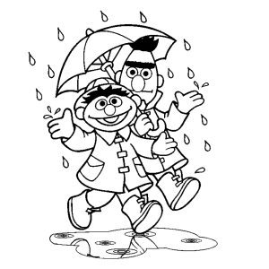 Bert en Ernie in de regen