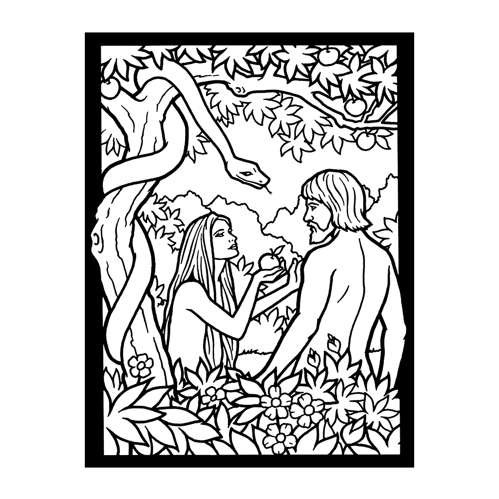 bekijk Adam & Eva in het paradijs – de zondeval kleurplaat