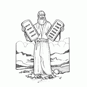 Mozes met de stenen tafelen met de    geboden