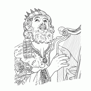 Koning David speelt harp