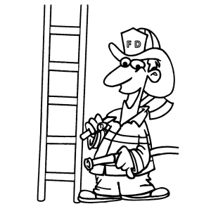 Brandweerman met een ladder