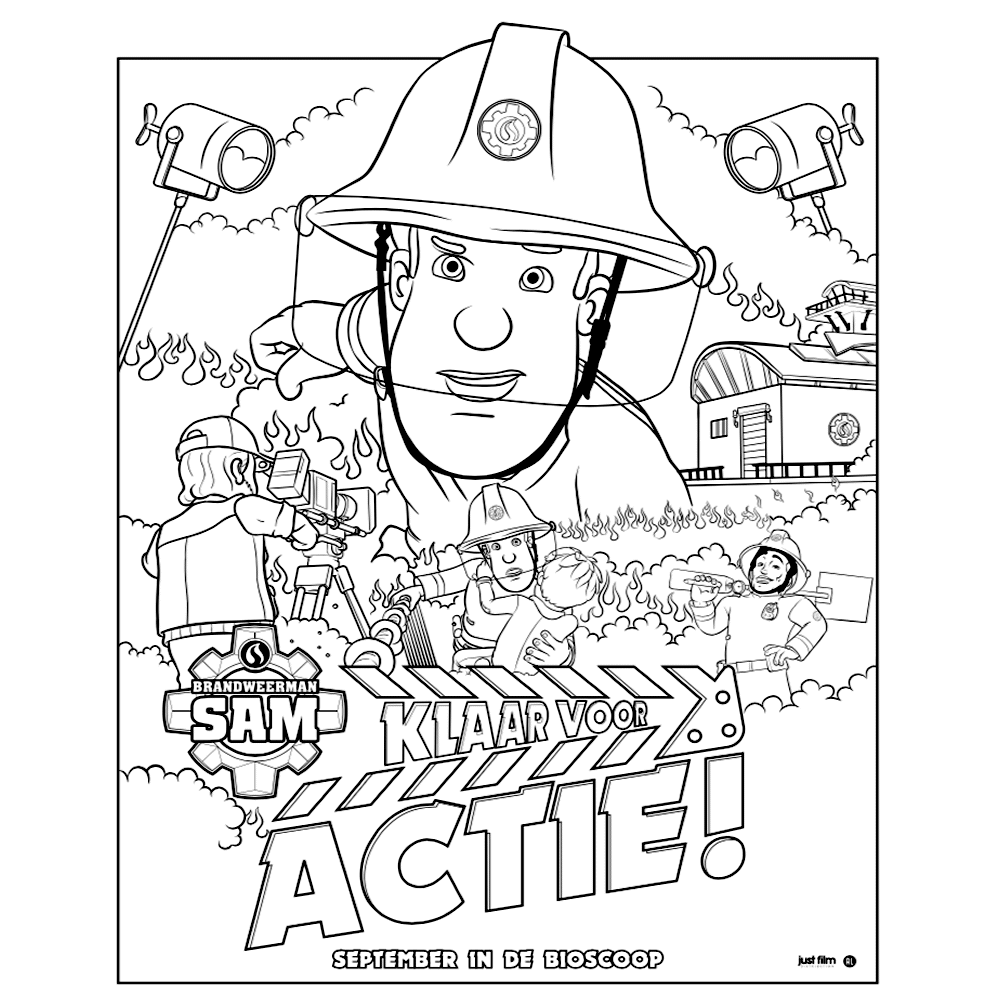 Leuk voor – Kleurplaat: Brandweerman Sam. Klaar voor