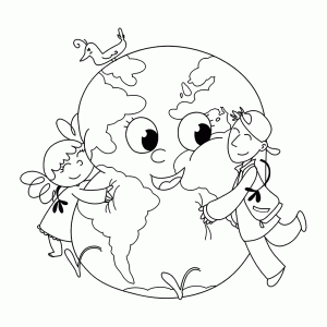 Kinderen geven de Aarde een knuffel