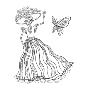 Vrouw (skelet) in lange jurk