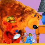 De bruine beer in het blauwe huis kleurplaat