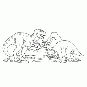 T Rex en een Triceratops