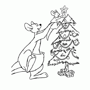 Kanga en Roo versieren de kerstboom
