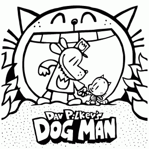 Dog Man met Lil' Petey. Karel de Kat op de achtergrond.