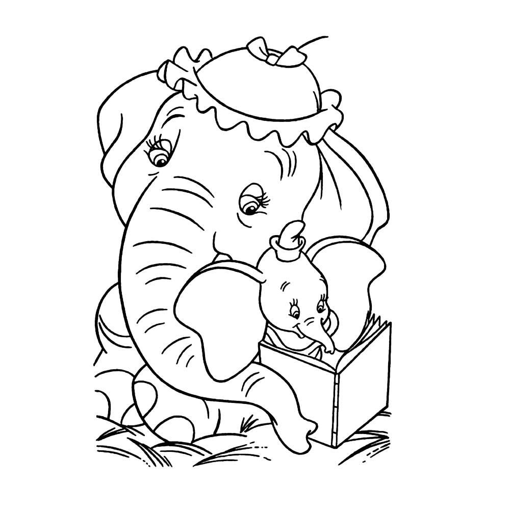 bekijk Mevrouw Jumbo leest Dumbo een verhaaltje voor kleurplaat