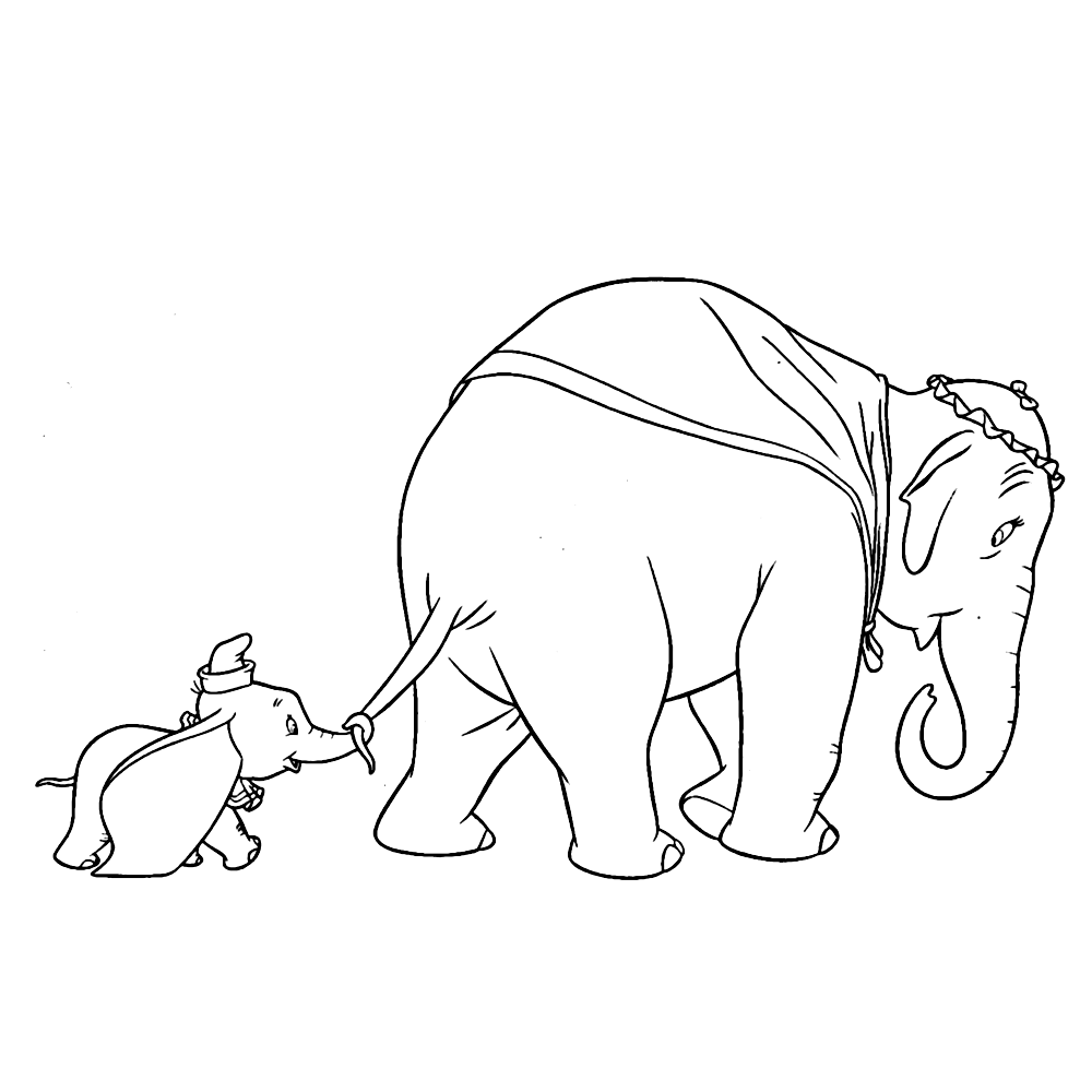 bekijk Dumbo met zijn moeder kleurplaat
