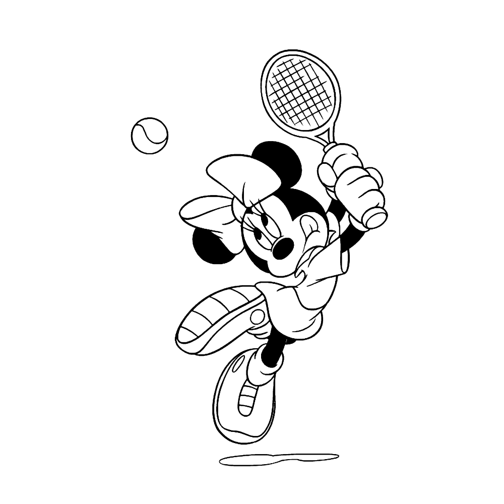 bekijk Minnie speelt tennis kleurplaat