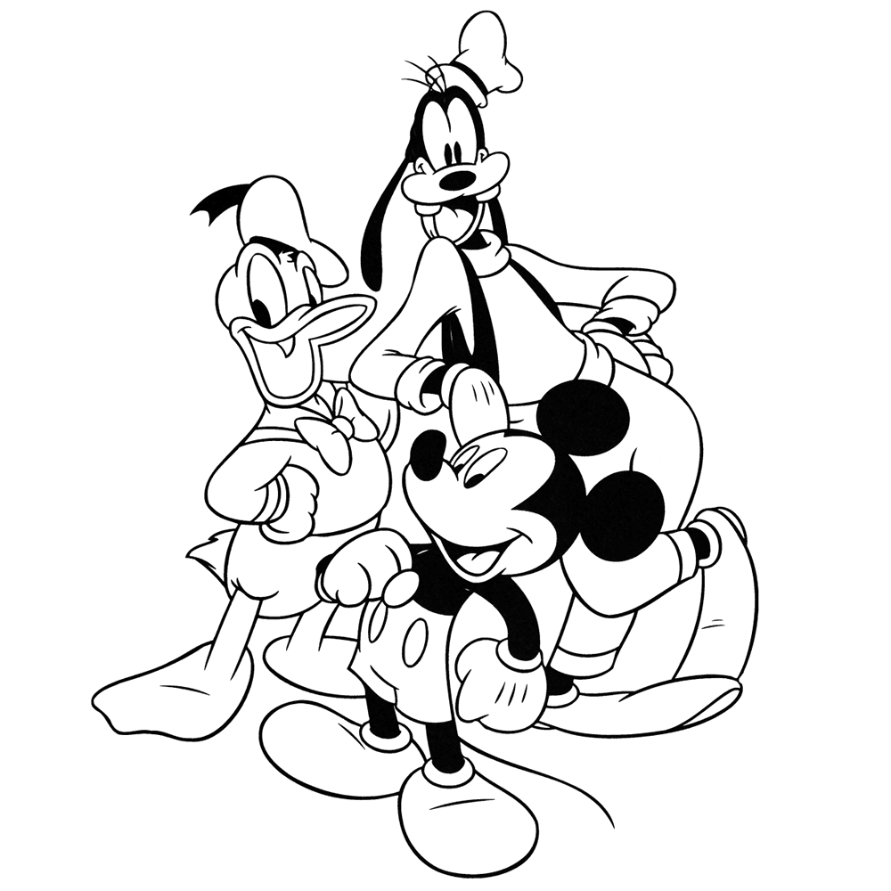 bekijk Donald, Mickey en Goofy kleurplaat