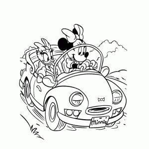 Minnie en Katrien in de auto