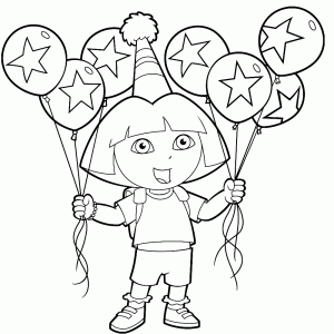 Dora met ballonnen
