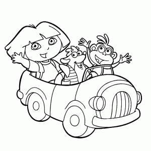 Dora, Isa & Boots in de auto