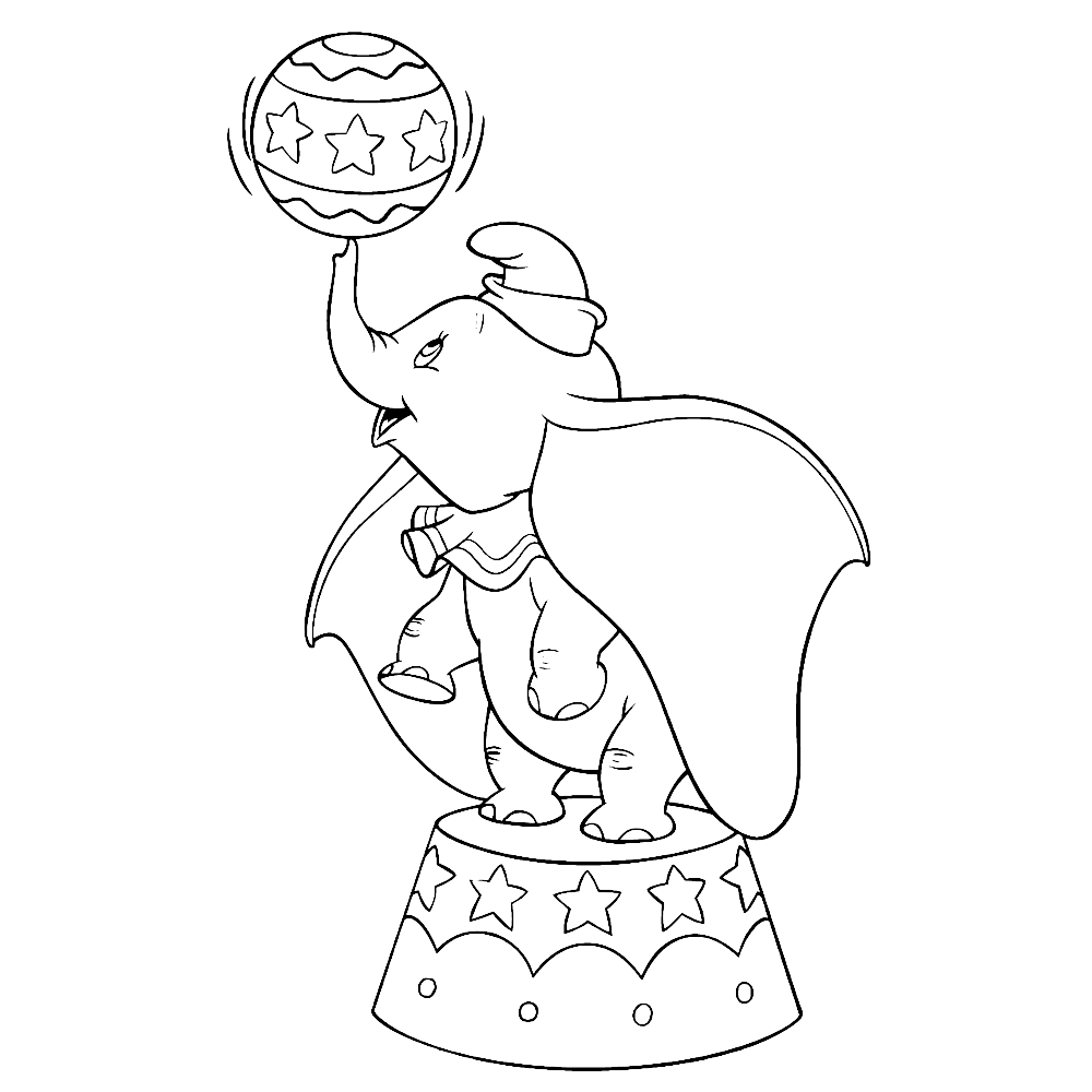 bekijk Dumbo jongleert met een bal kleurplaat