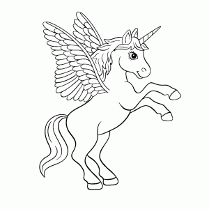 A prancing winged unicorn