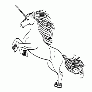 Fierce unicorn is prancing