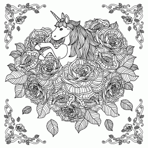 Unicorn between the roses