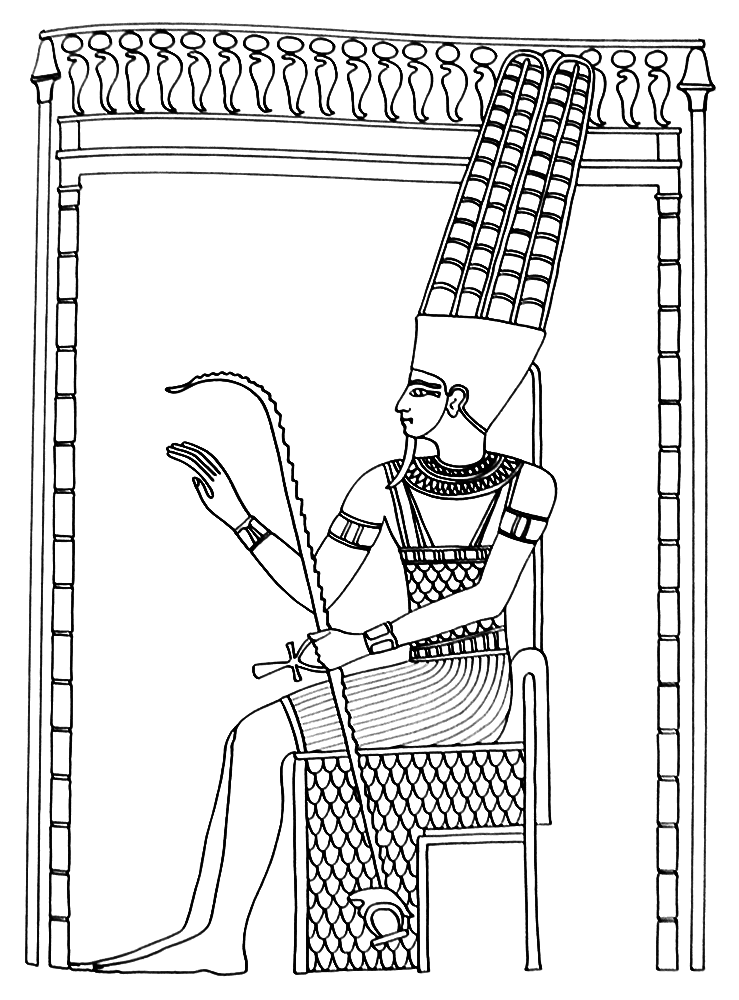 bekijk Farao op zijn troon kleurplaat