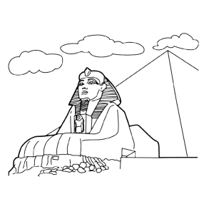 Een sfinx voor een pyramide