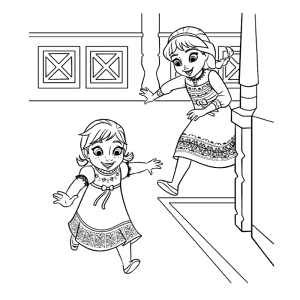 Elsa en Anna als kleine meisjes
