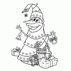 Olaf verkleed als kerstboom