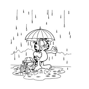 Garfield in de regen