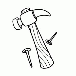 Een hamer en spijkers