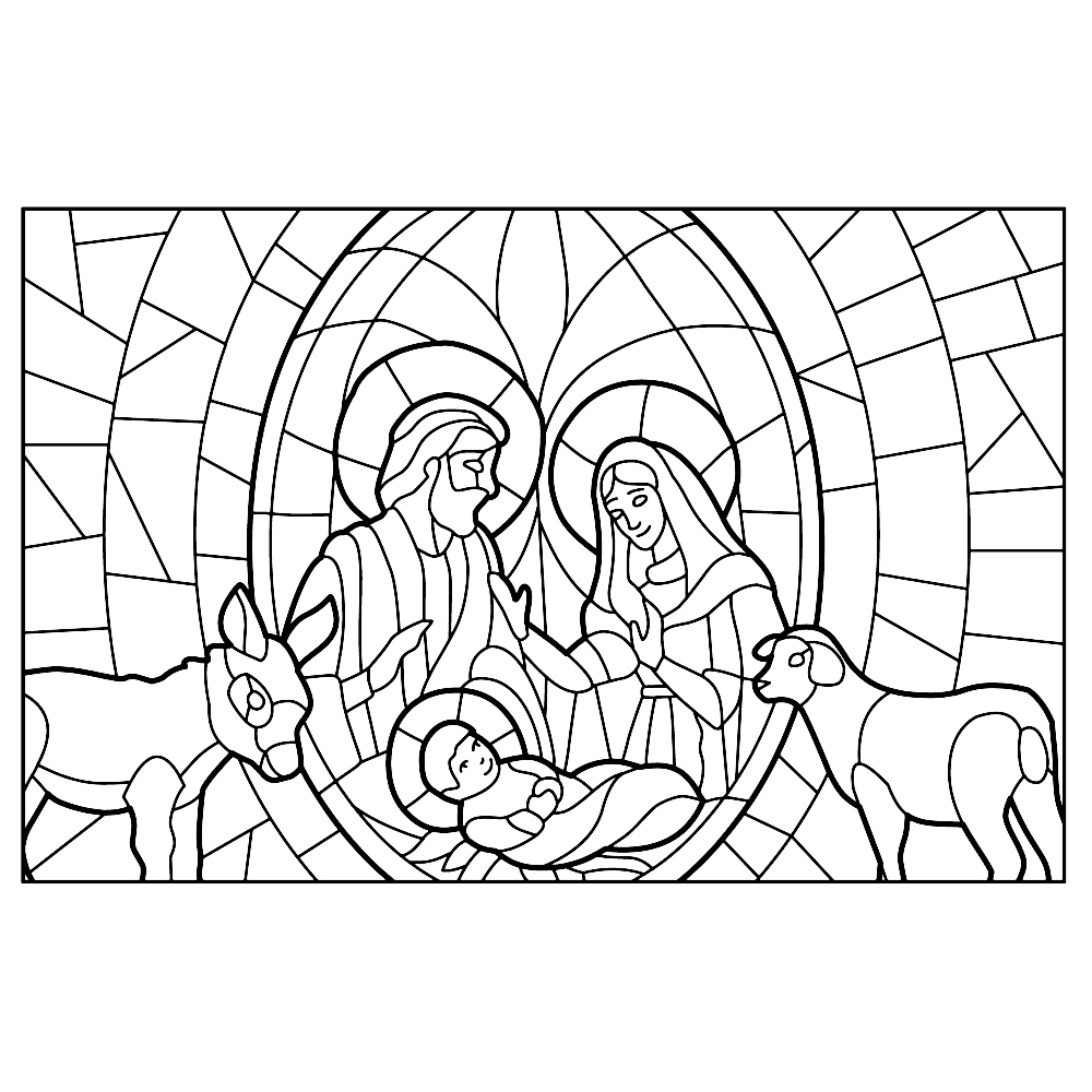 bekijk Jozef en Maria in de Kerststal kleurplaat