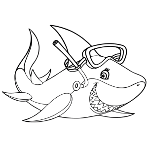 Een haai met een duikbril