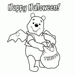 Winnie the Pooh dressed up as a Halloween bat