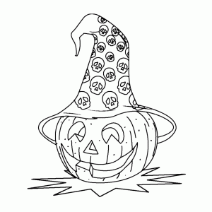 Een pompoen met een enge hoed
