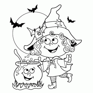 A merry little witch makes a potion