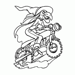 A witch on her motor bike