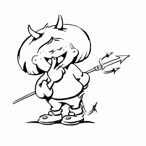 A cute little devil with a pitchfork