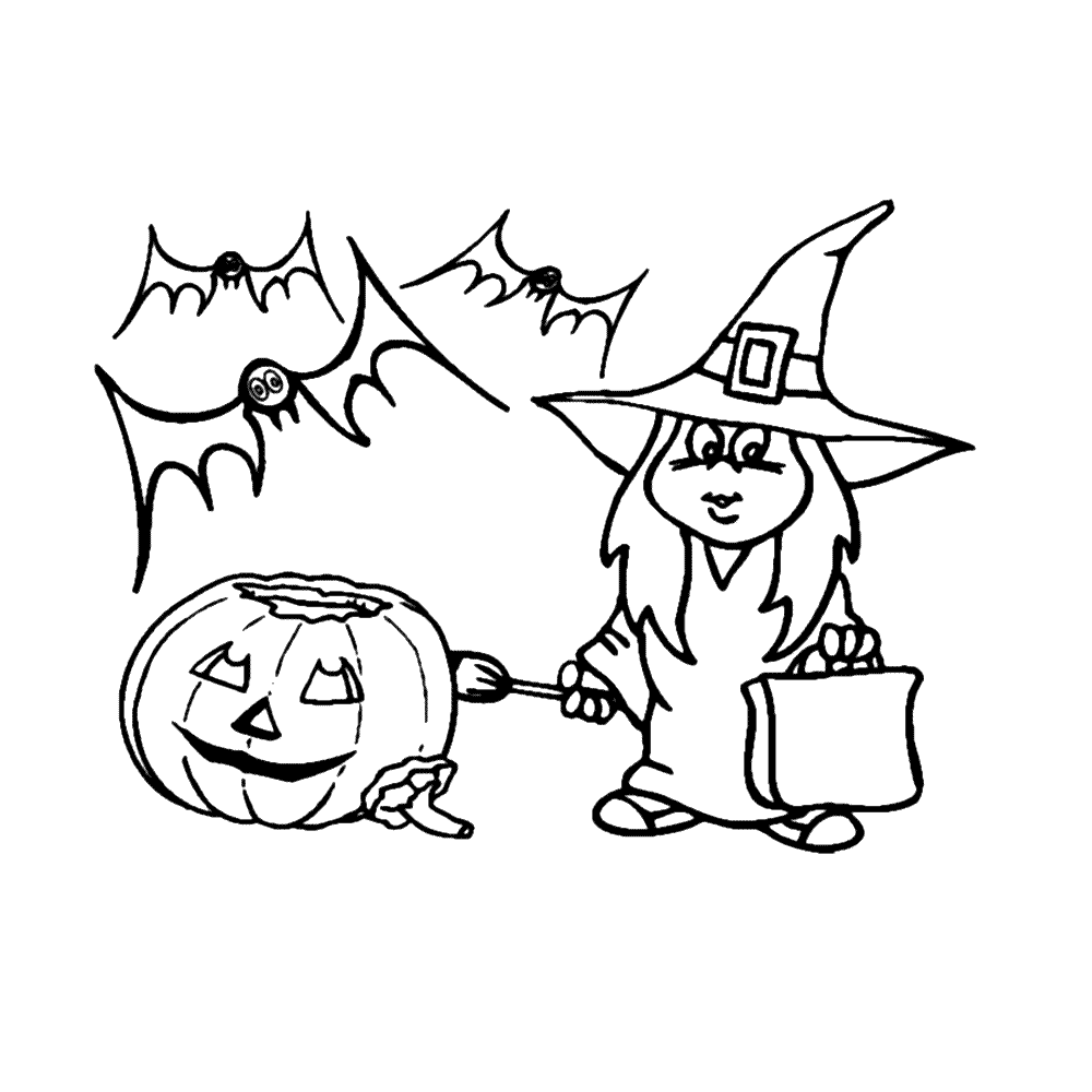 bekijk Halloween witch kleurplaat