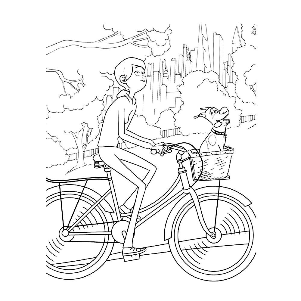 bekijk Katie fietst met Max kleurplaat