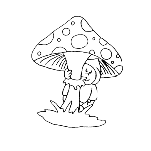 Hidden behind a mushroom