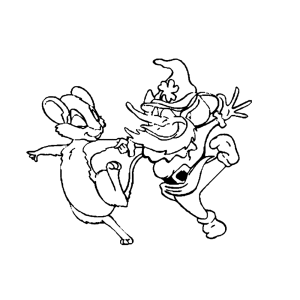 A mouse and an imp are dancing