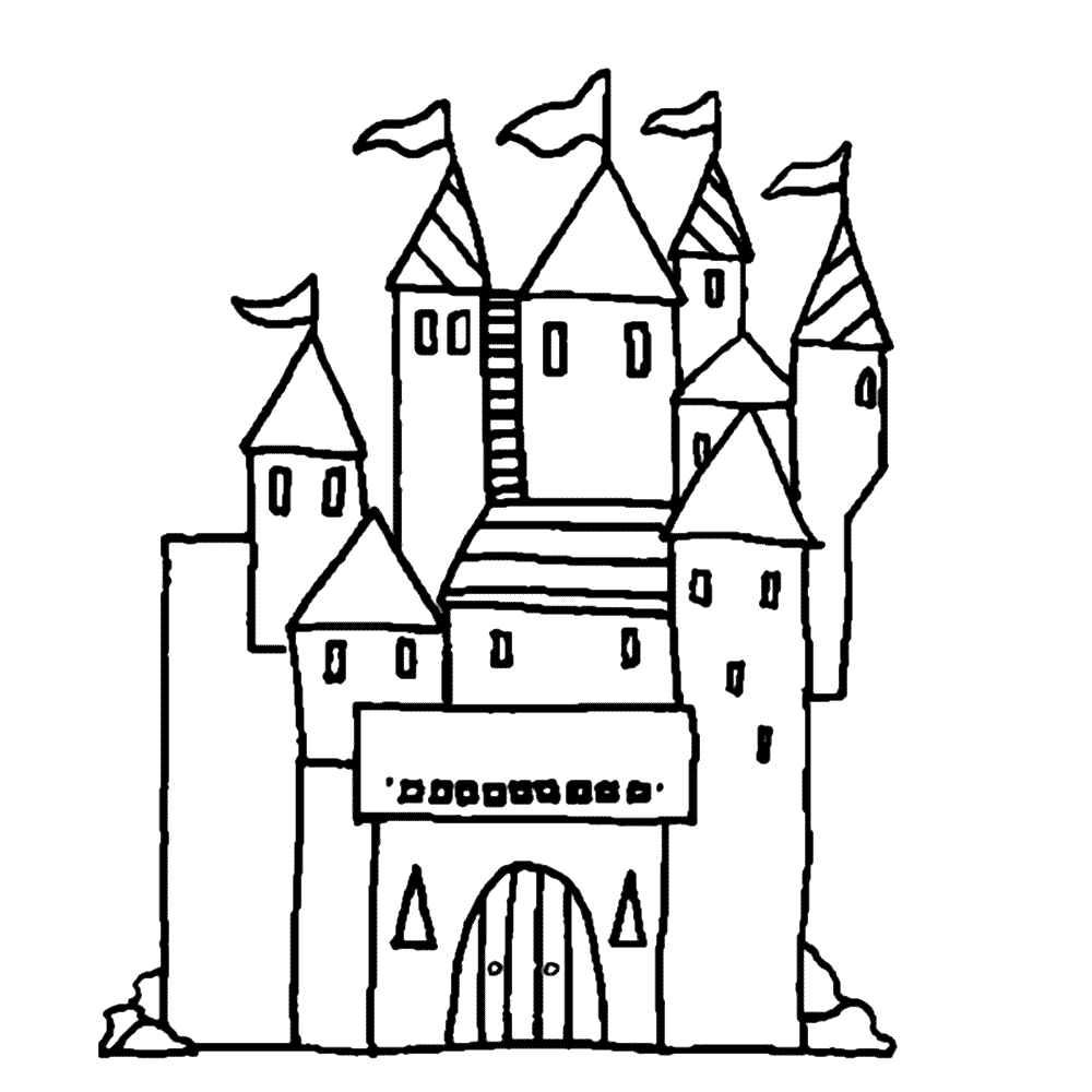 bekijk Cartoon castle kleurplaat