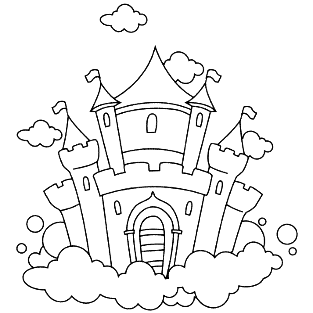 bekijk A castle up in the clouds kleurplaat