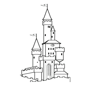 Een kasteel met hoge torens