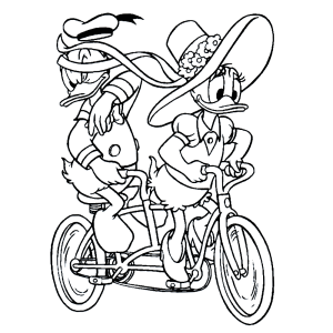 Katrien met Donald op de fiets
