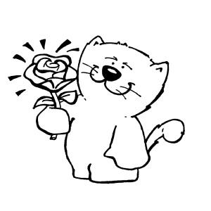 Een kat met een roos